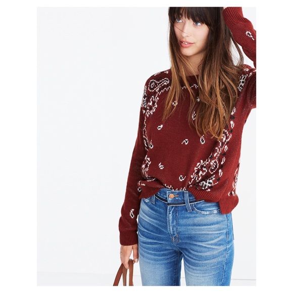 Madewell Tops - NWT Madewell Bandana Pullover Sweater - XXS